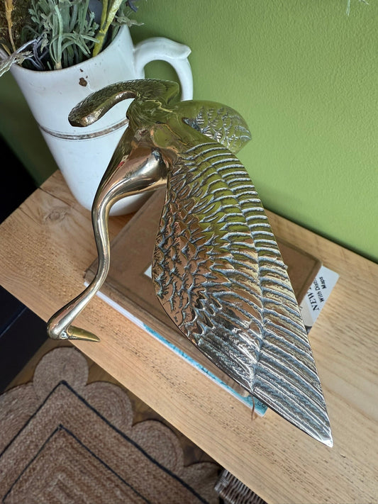 Brass Heron Figurine