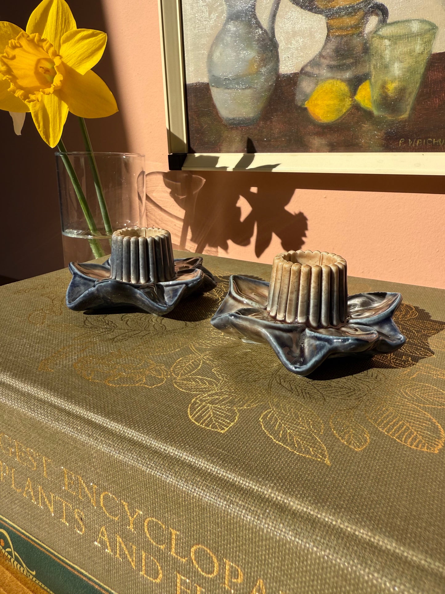 Pair of Wade Pottery Daffodil Candlesticks