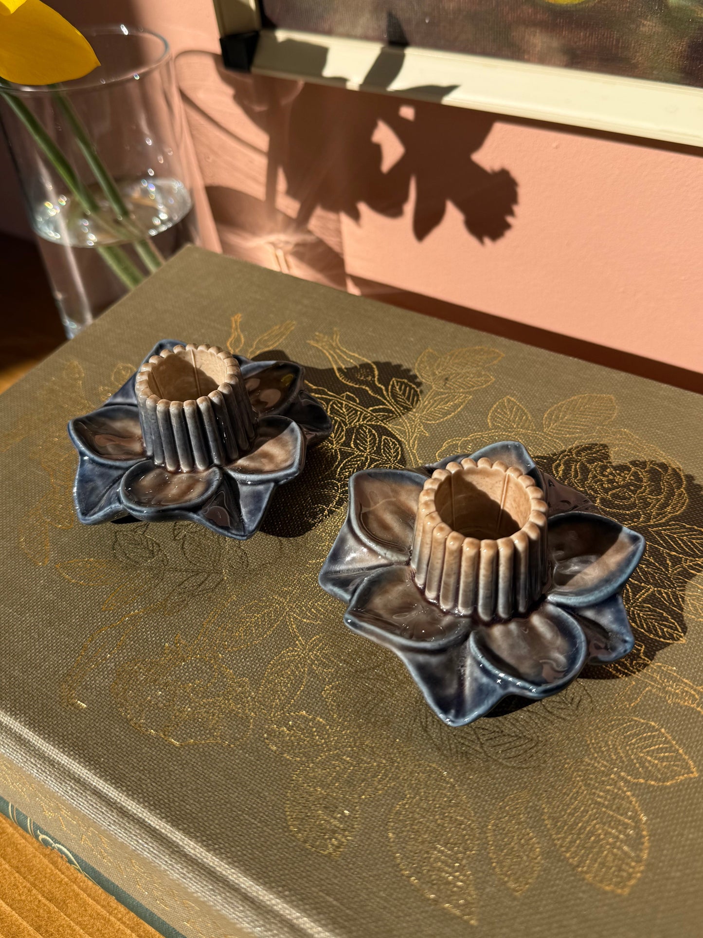 Pair of Wade Pottery Daffodil Candlesticks