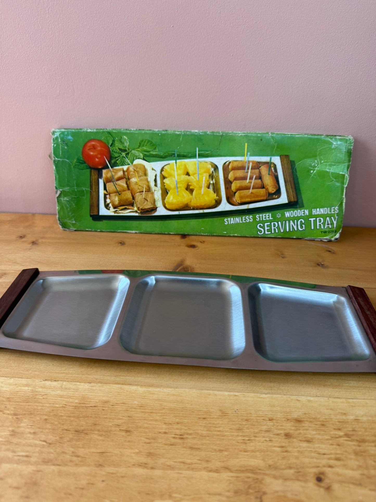 Mid-century Stainless Steel Serving Tray