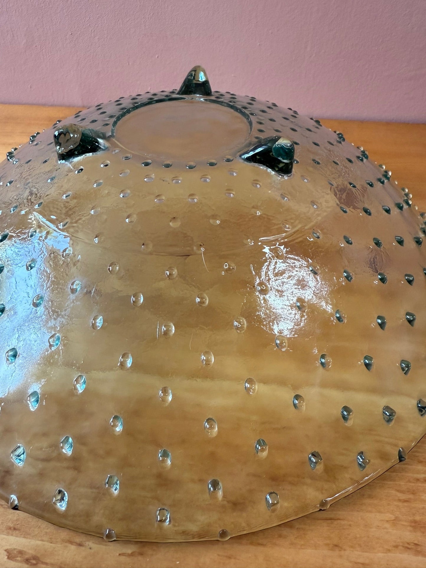 Textured Glass Fruit Bowl