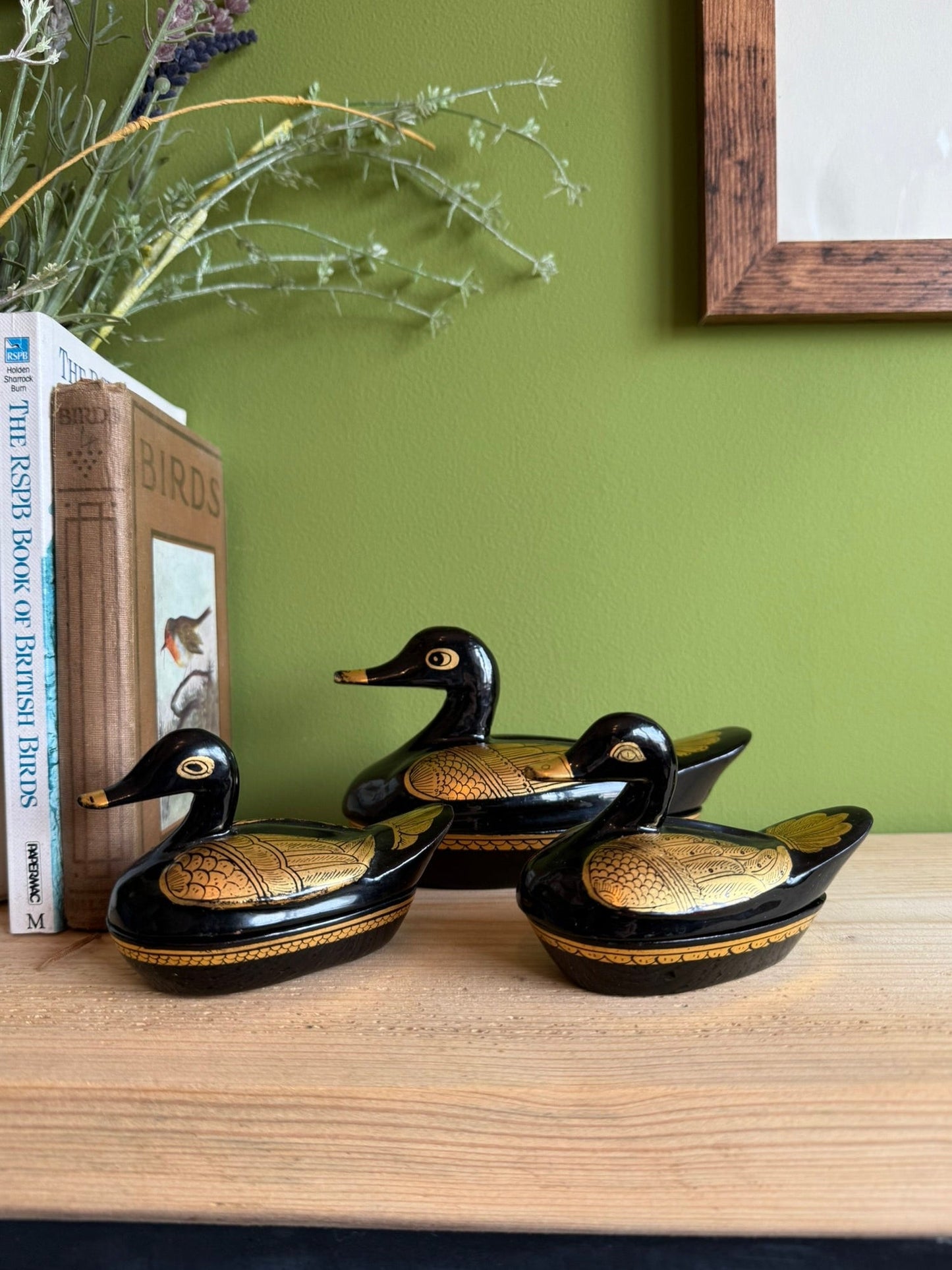 Set of Three Wooden Duck Trinket Boxes