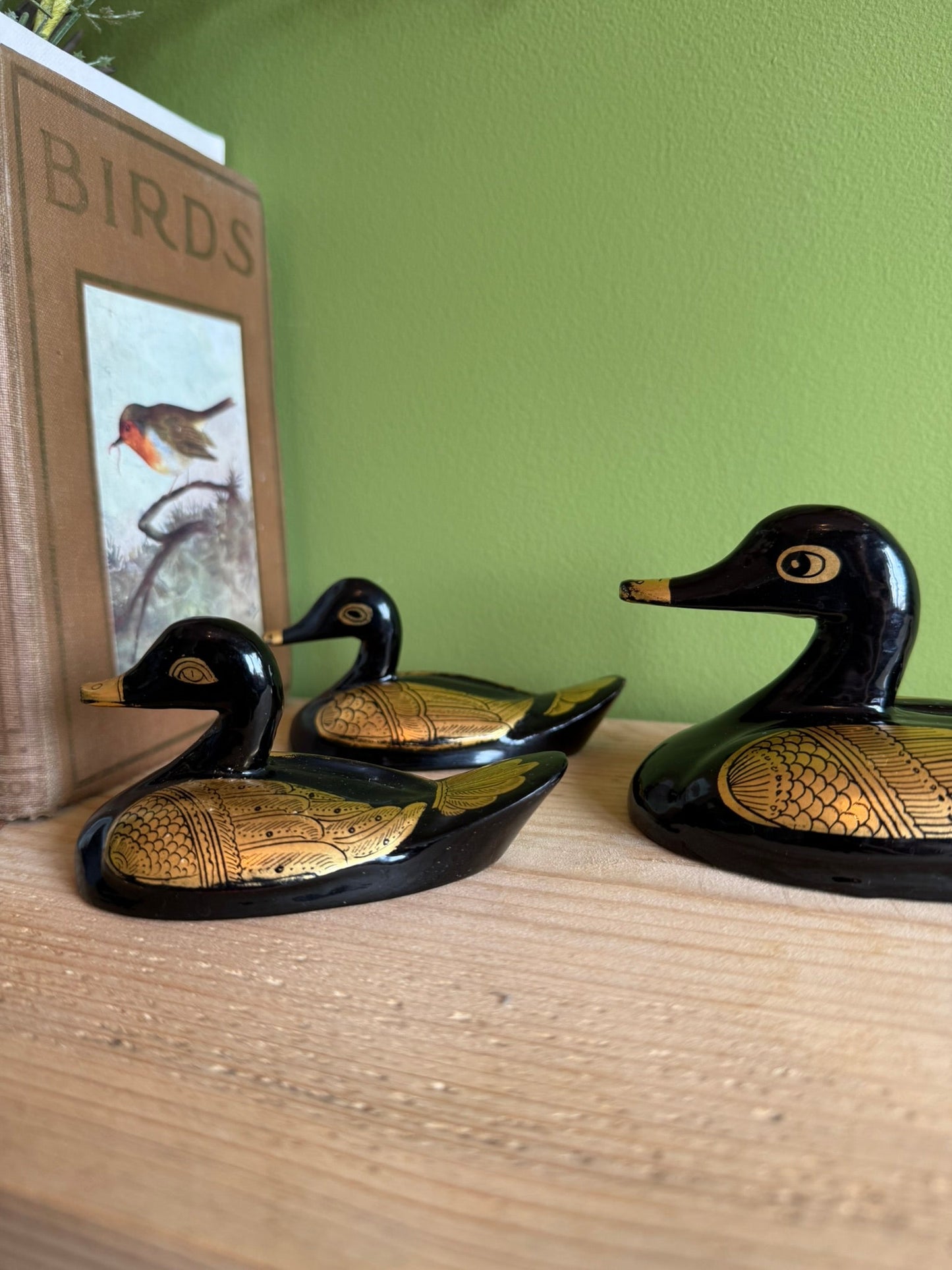 Set of Three Wooden Duck Trinket Boxes