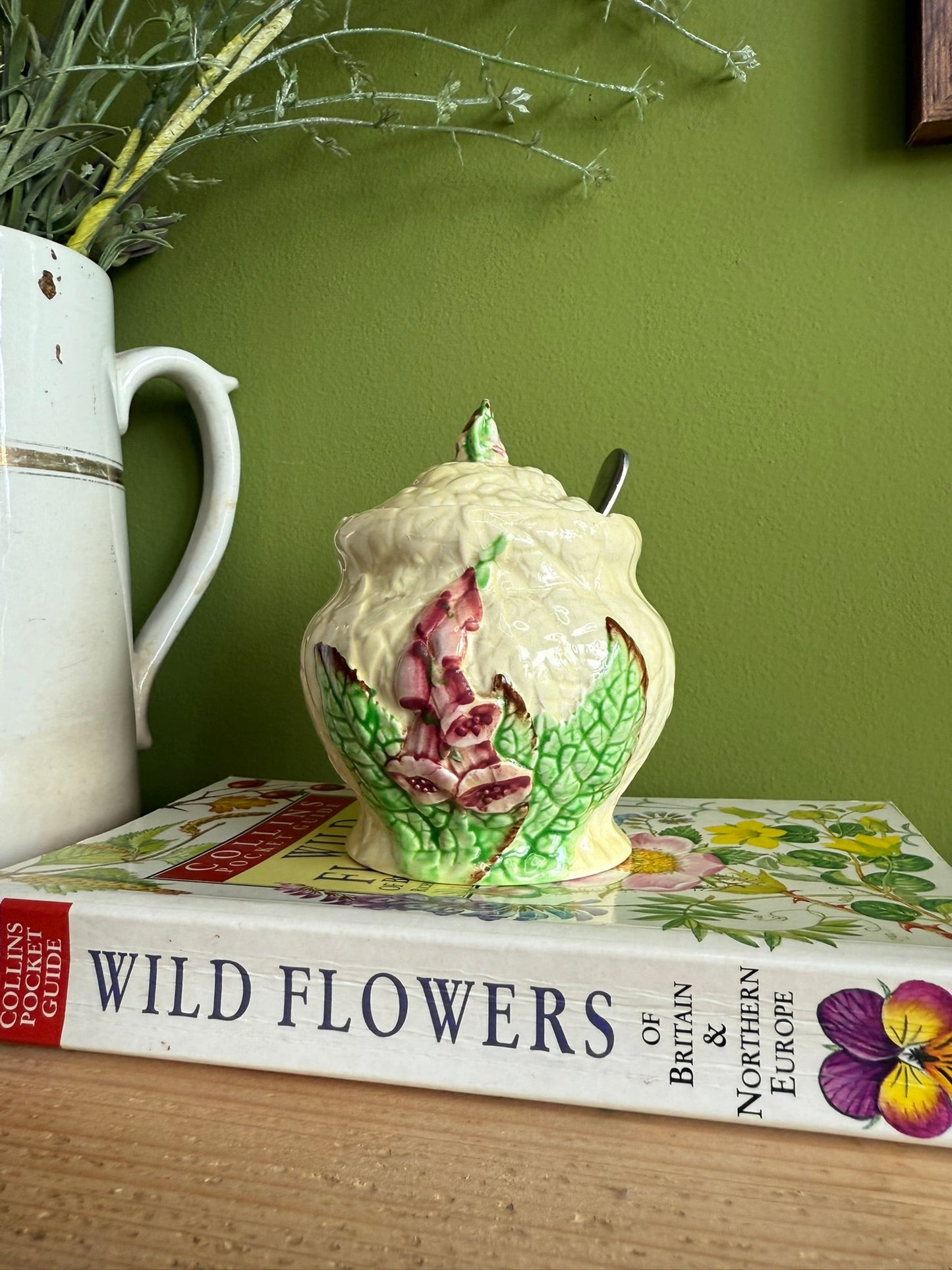 Carlton Ware Foxglove Preserve Pot with Spoon